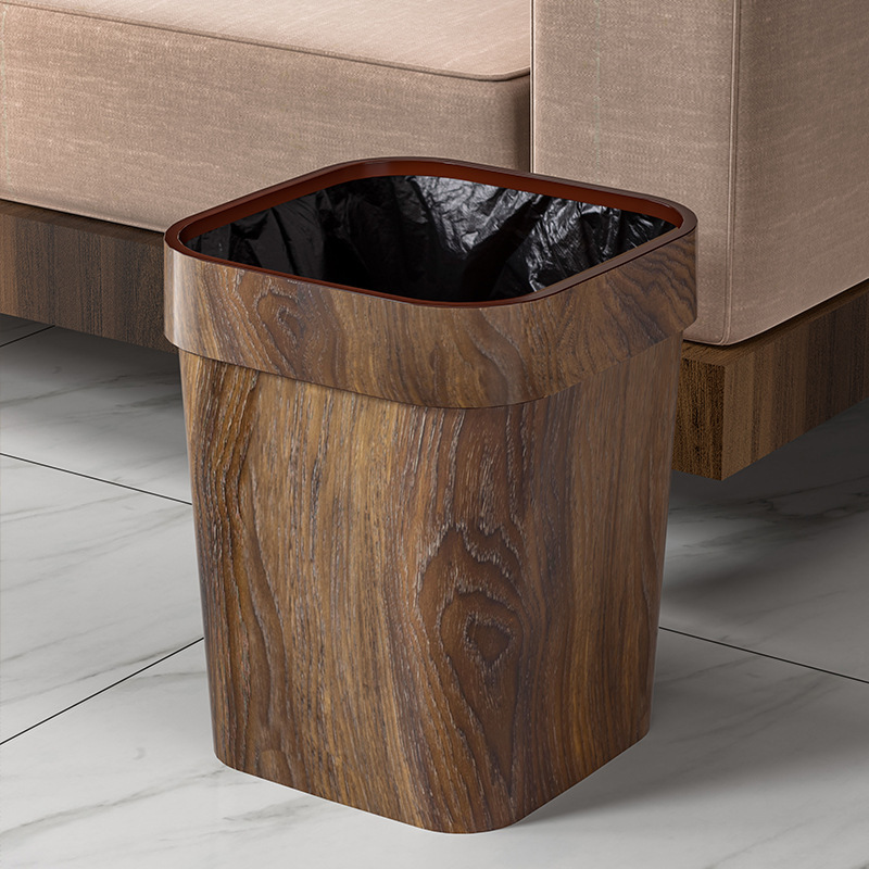 Free Shipping for Household Large-Sized Trash Cans for Living Room, Kitchen, and Bathroom; Vintage Wood Grain Design, Lidless Plastic Square Wastebasket Free Shipping for Household Large-Sized Trash Cans for Living Room, Kitchen, and Bathroom; Vintage Wood Grain Design, Lidless Plastic Square Wastebasket
