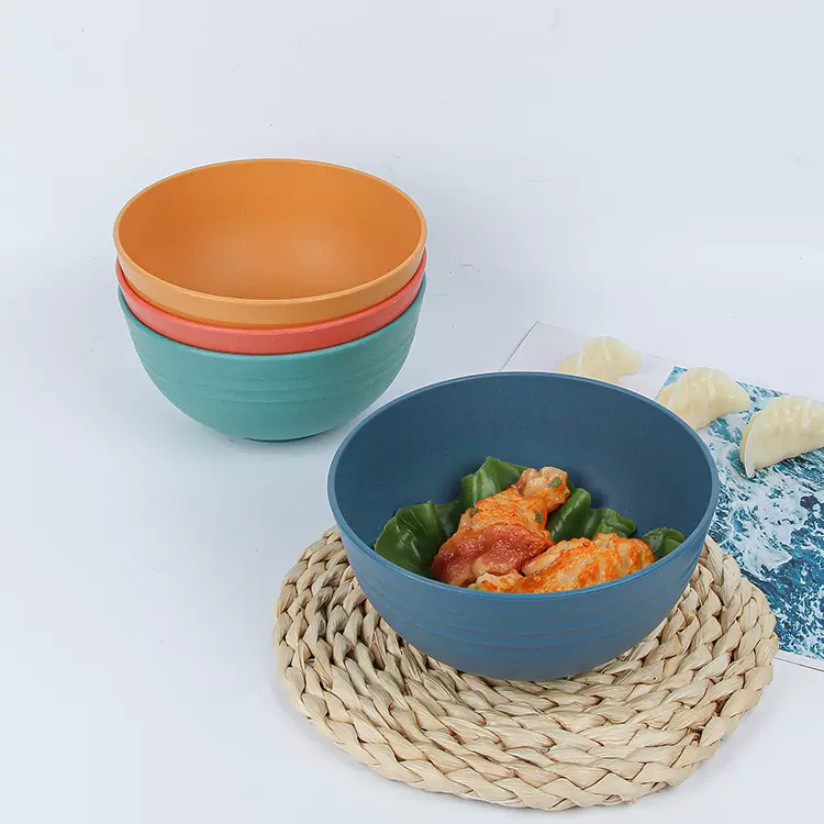 亚马逊跨境麦秸秆碗家用餐具麦片碗沙拉碗儿童饭碗喝汤碗麦香15碗
