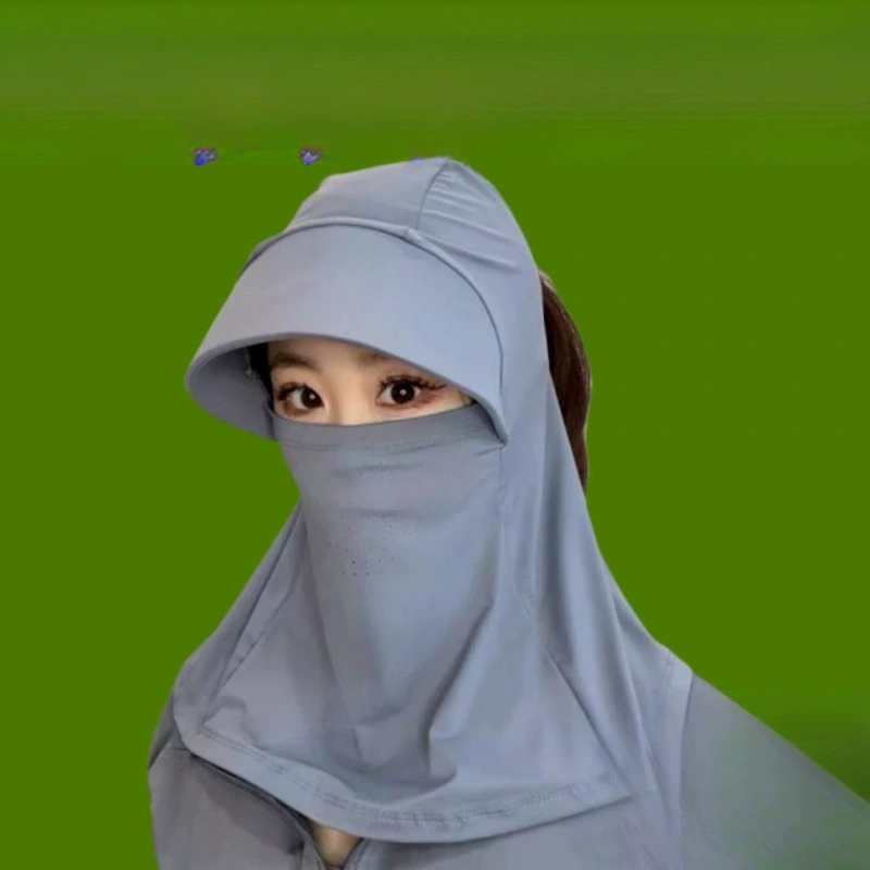 Солнцезащитная маска для женщин, летняя маска на все лицо, новинка 2025 года, ледяной шелк, защита от ультрафиолета, защита шеи для вождения и езды на велосипеде, встроенная солнцезащитная шляпа