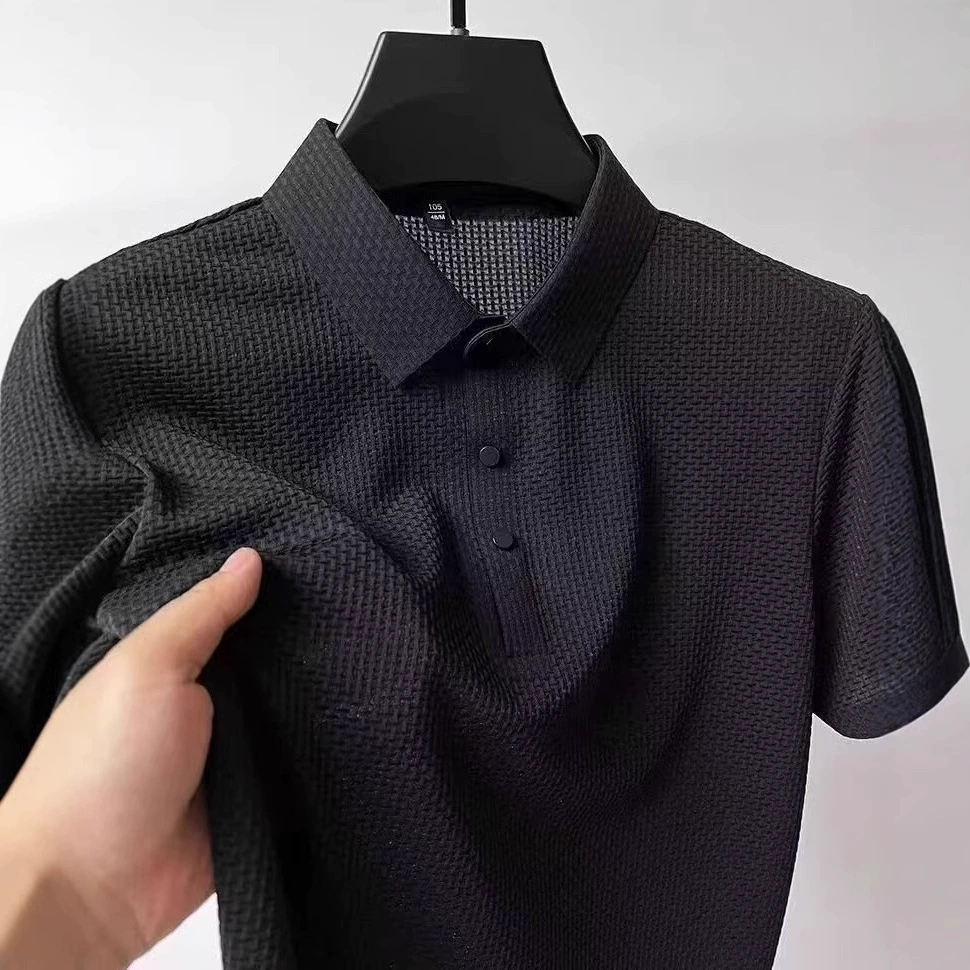 2025 новый летний аутентичный мужской высококачественный поло рубашка премиум-класса с короткими рукавами футболка дышащая повседневная волна