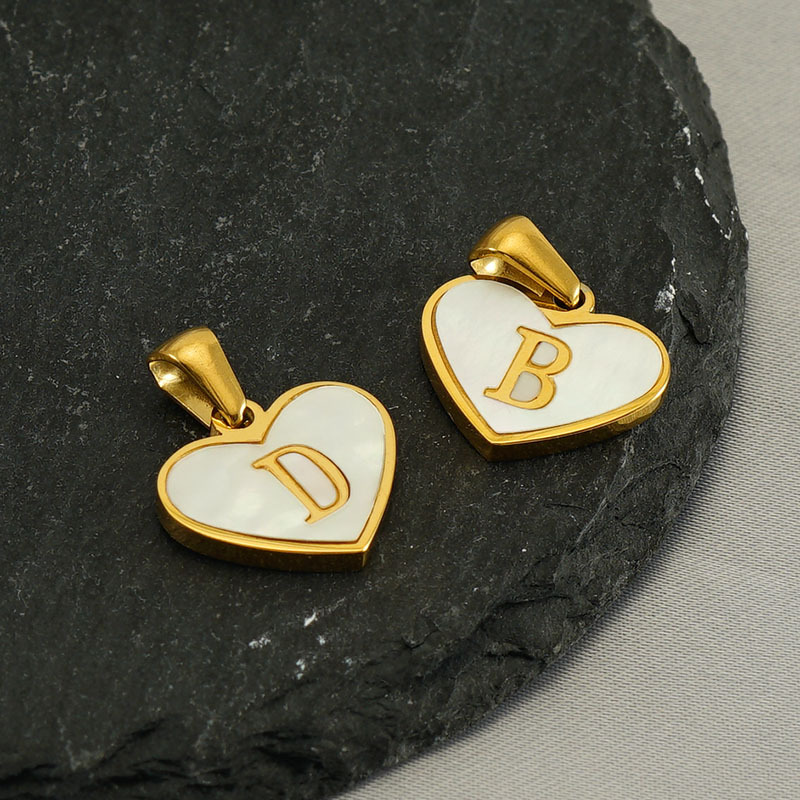 DIY Jewelry Accessories Classification 1 Piece 13*16mm Stainless Steel Shell Letter Heart Shape Polished Pendant