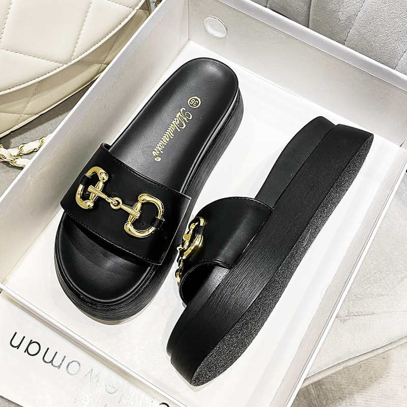 Genuine leather slippers women's summer wear thick bottom 2022 new fashion all-match net red small size 313233 beach shoes ins_voghion.com