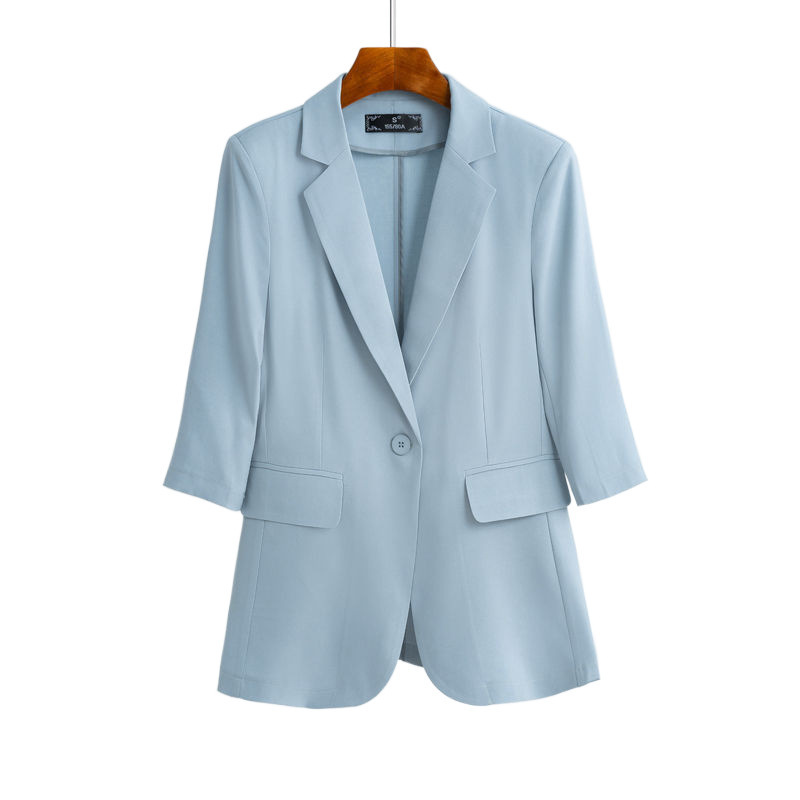 薄いスーツスーツ女性の夏 2025 カジュアル気質ファッションプロフェッショナル作業服小人七分袖スーツ|undefined