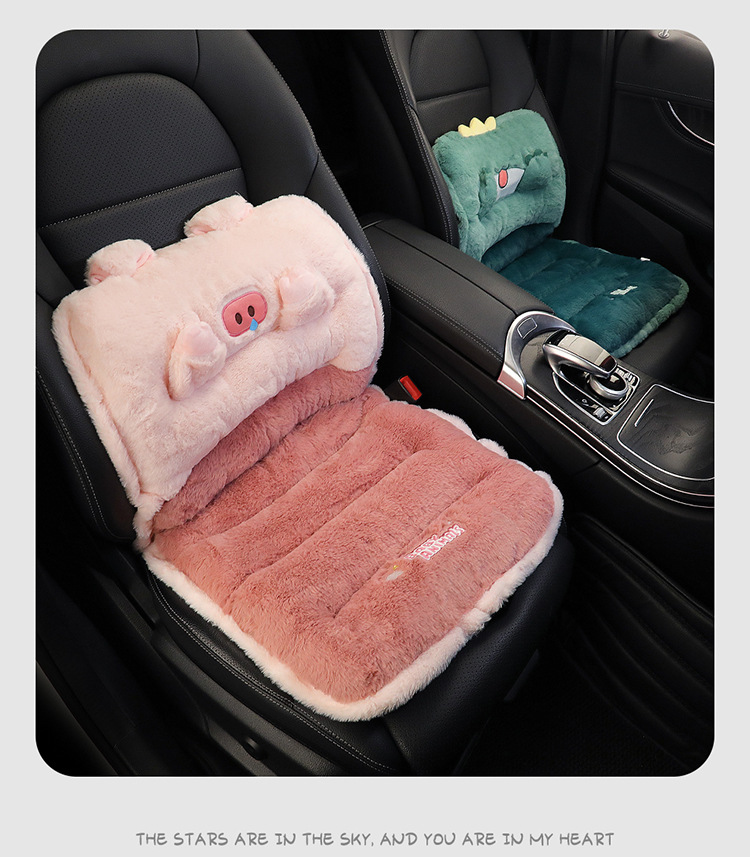 Car Cushion Winter Cute Plush New Winter Fat Cushion Women's Car Waist Cushion Integrated Seat Cushion