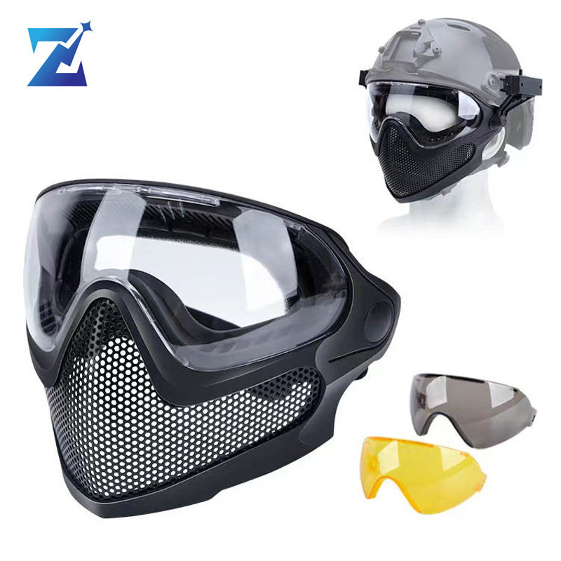 Cone Wolf Cross-border Pilot Mask Dual-mode Tactical Equipment Upgraded Steel Mesh Camouflage Face Mask Male
