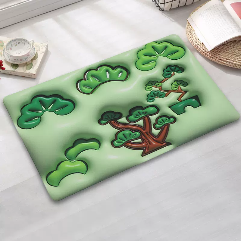 现货新款3d立体膨胀硅藻泥速干软地垫浴室门口吸水防滑脚垫多用