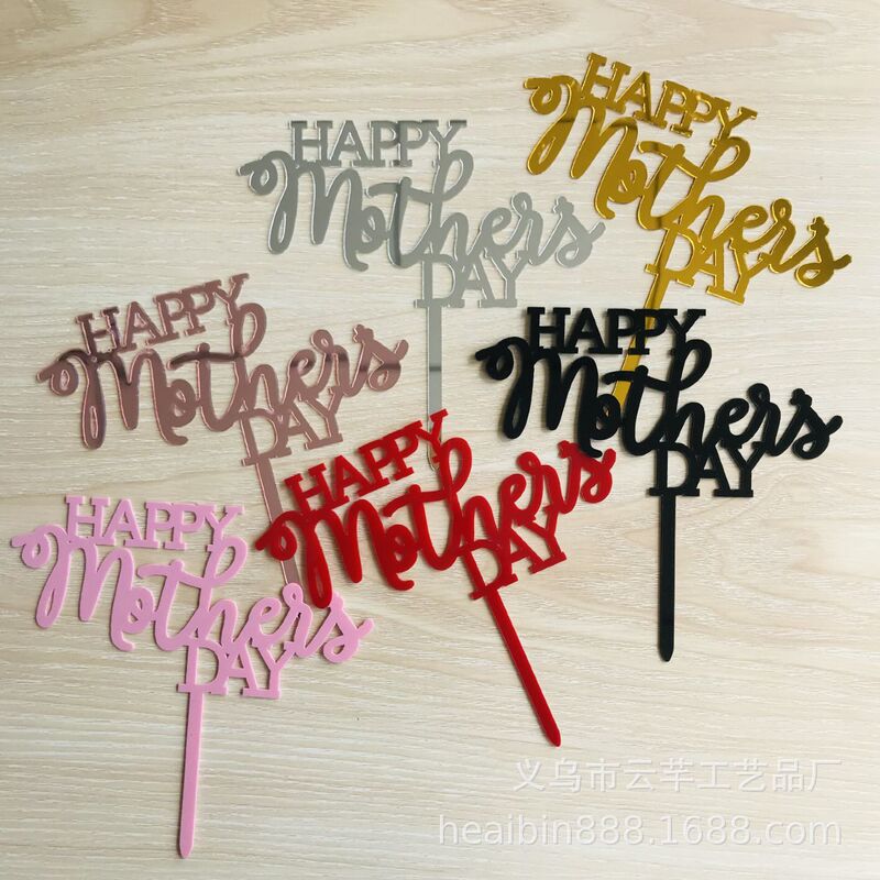 251 Acrylic Mother's Day Queen Goddess Festival Birthday Cake Decoration Card Baking Dessert Dress Up