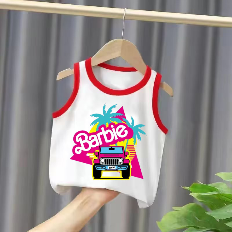 2024夏季新款 Barbie 芭比熱銷新品童裝中大童無袖背心卡通印花款