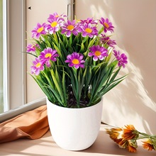 新款热销 春草菊花仿真花盆栽套装 家居绿植装饰摆件
