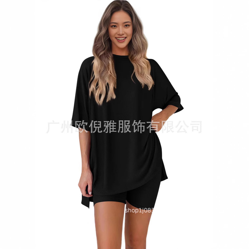 2025 Spring/Summer New Cross-Border Loose Plus Size Women's Clothing European and American Fashion Casual Home Short-Sleeve T-Shirt Shorts