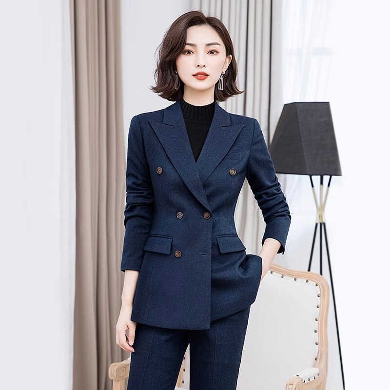 Textured and Stylish Women's Suit Set, New Autumn and Winter Elegant Formal Jacket Two-Piece Set, Hotel Manager Work Uniform for Women Textured and Stylish Women's Suit Set, New Autumn and Winter Elegant Formal Jacket Two-Piece Set, Hotel Manager Work Uniform for Women