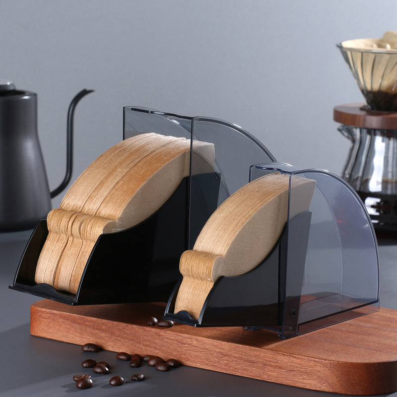 Hand coffee filter paper storage box V60 fan-shaped filter paper box V01/V02 filter paper dust-proof storage filter paper rack