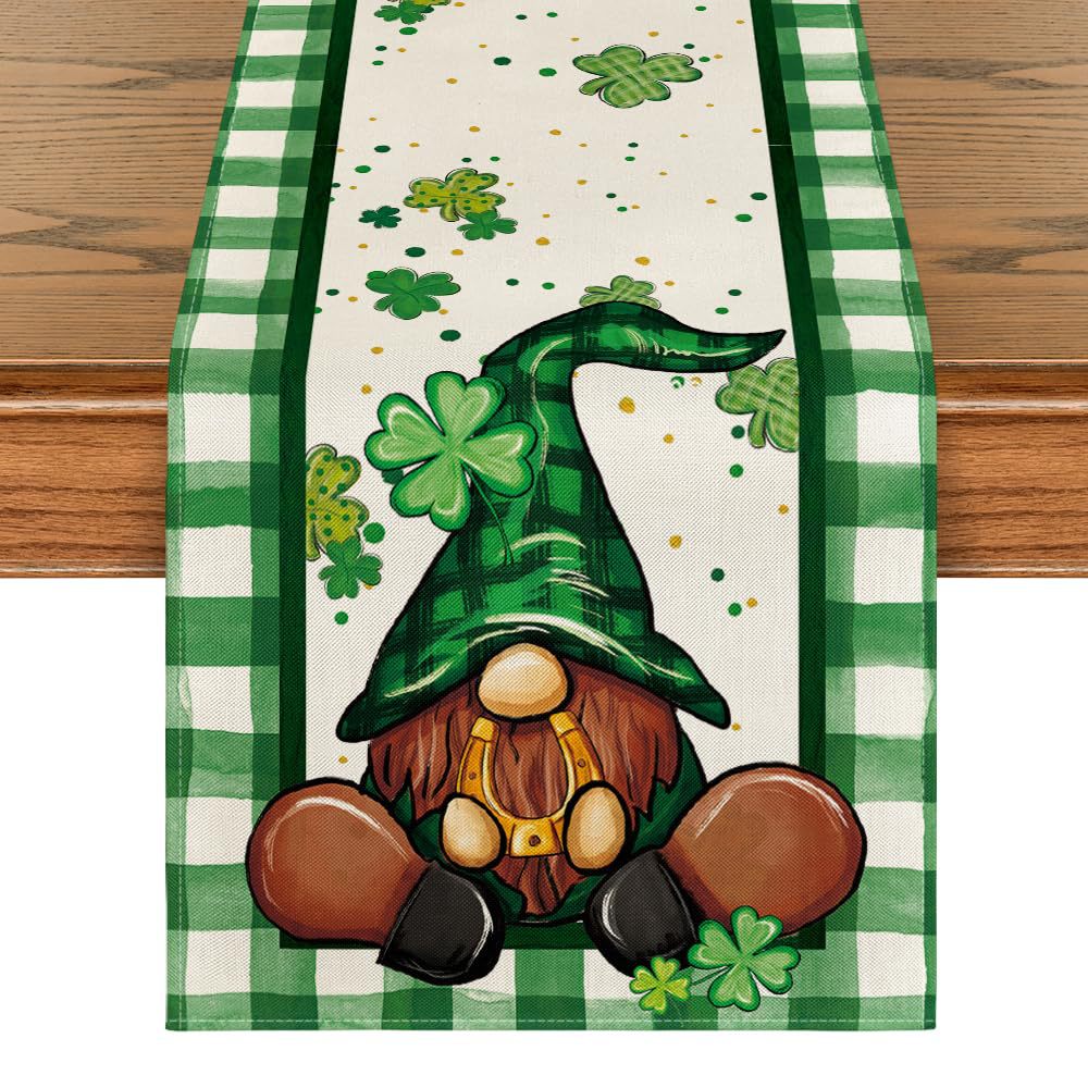 Día de San Patricio mantel corredor de mesa tela lavable impresión estera de mesa de trébol de cuatro hojas montaña antideslizante aislamiento térmico