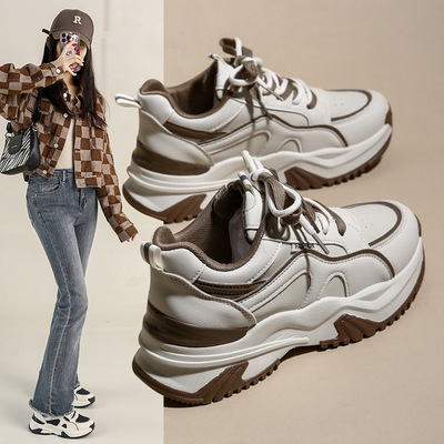 网红炸街老爹鞋女2023年春季新款百搭复古厚底增高休闲运动跑步鞋|ms