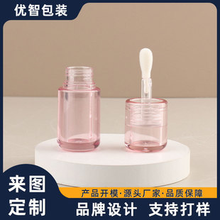 Processing and Customizing 5ml Lip Glaze Packaging Material Transparent Round Tube Large Brush Head Lip Gloss Lip Oil Tube Liquid Repair Eye Shadow Liquid Tube
