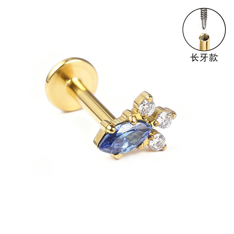 F136 Titanium Alloy Ear Studs, Carved Long Tooth Ear Bone Studs, Zirconia Lip Studs, G23 Titanium Body Piercing Jewelry detail image 20