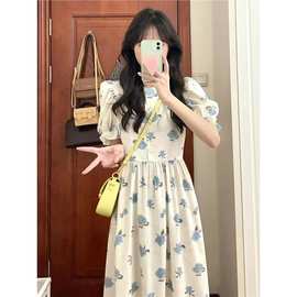 奶fufu收腰连衣裙夏季艺术生奶呼呼裙子法式初恋别致茶里茶气长裙