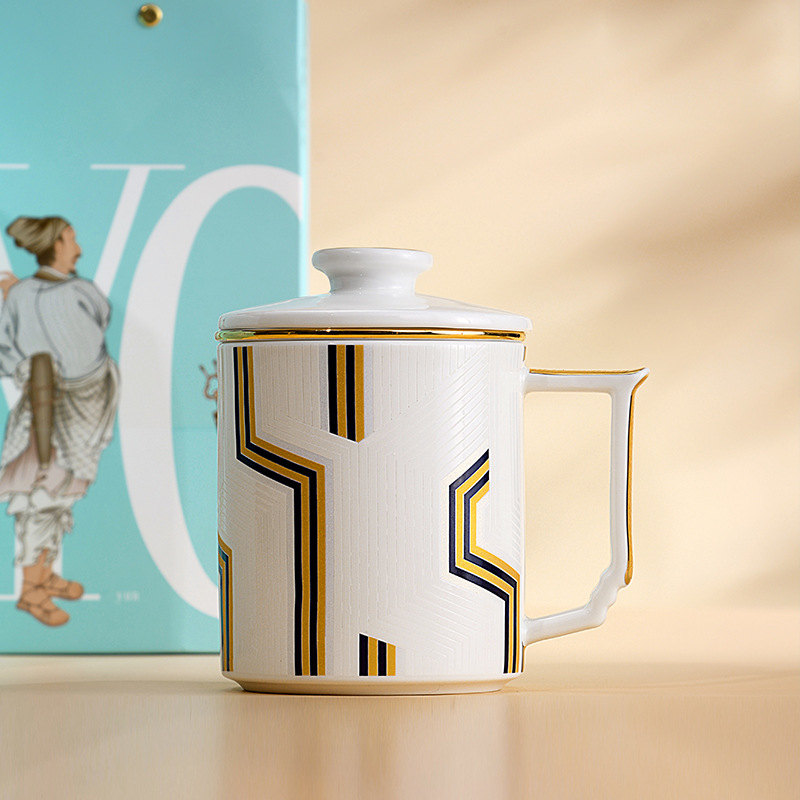 Taza de porcelana de hueso taza de separación de té taza de cerámica taza de porcelana con filtración taza de regalo taza de regalo logotipo personalizado