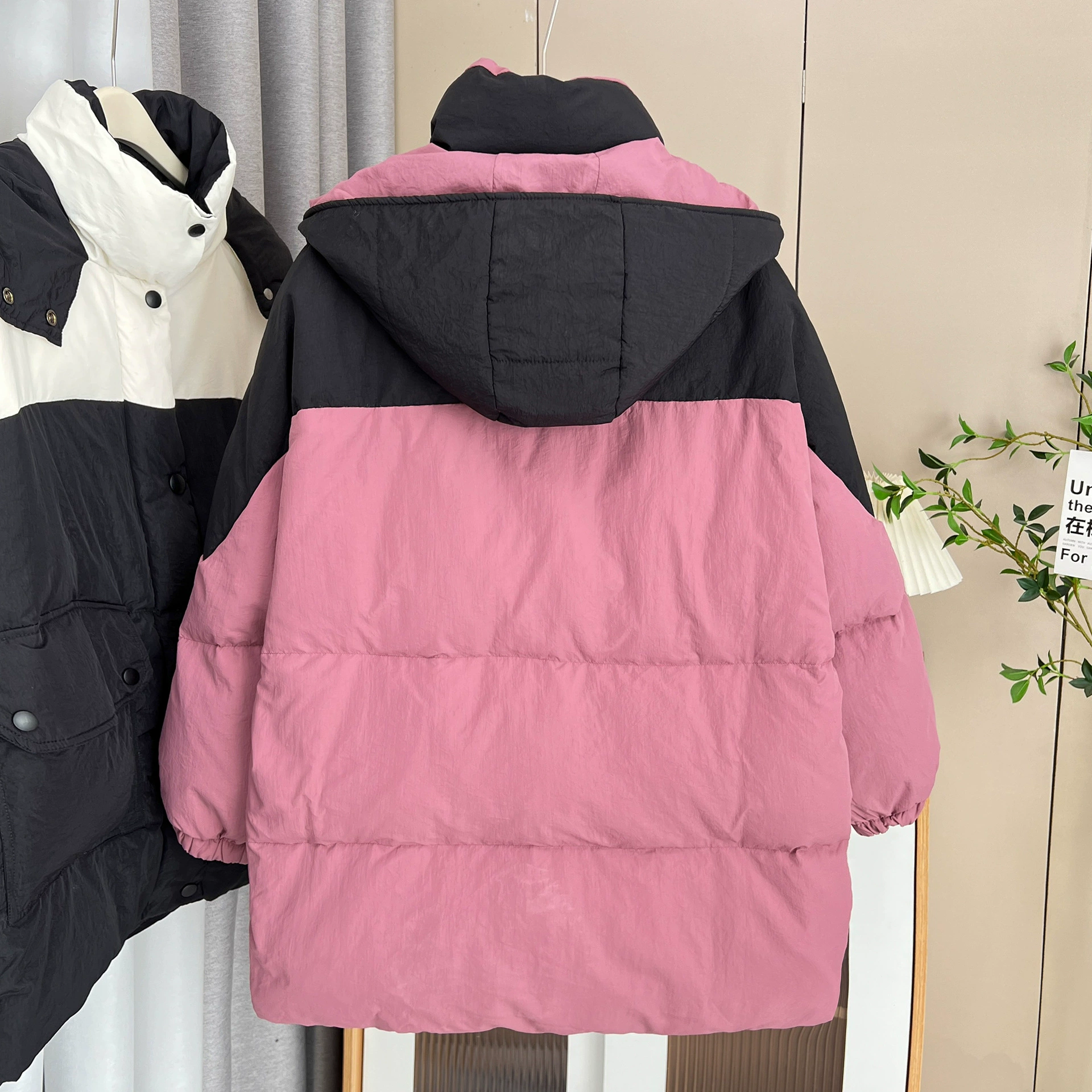 Winter down jacket with hood, for plus size ladies