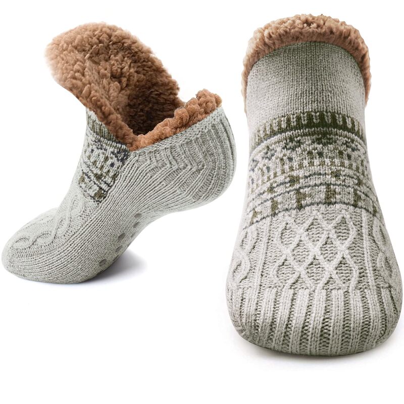 Plush Slippers with Socks, Grip, Thick and Warm for Winter, Cozy Socks, Fashionable, Comfortable, Non-Slip, Christmas Gift