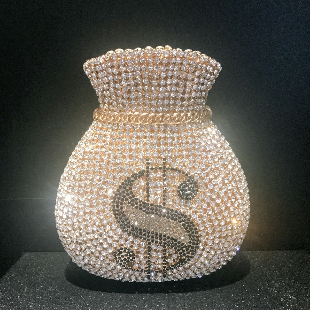 Diamond-embellished money bag, cross-border foreign trade banquet, full diamond crystal bag, water diamond handbag, clutch bag