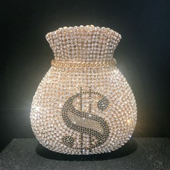 Diamond-embellished money bag, cross-border foreign trade banquet, full diamond crystal bag, water diamond handbag, clutch bag