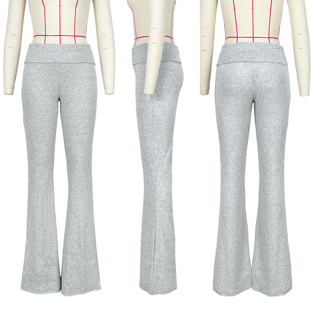 Women's Gender Casual Style Women's Daily Street Casual Solid Color Full Length Flared Pants