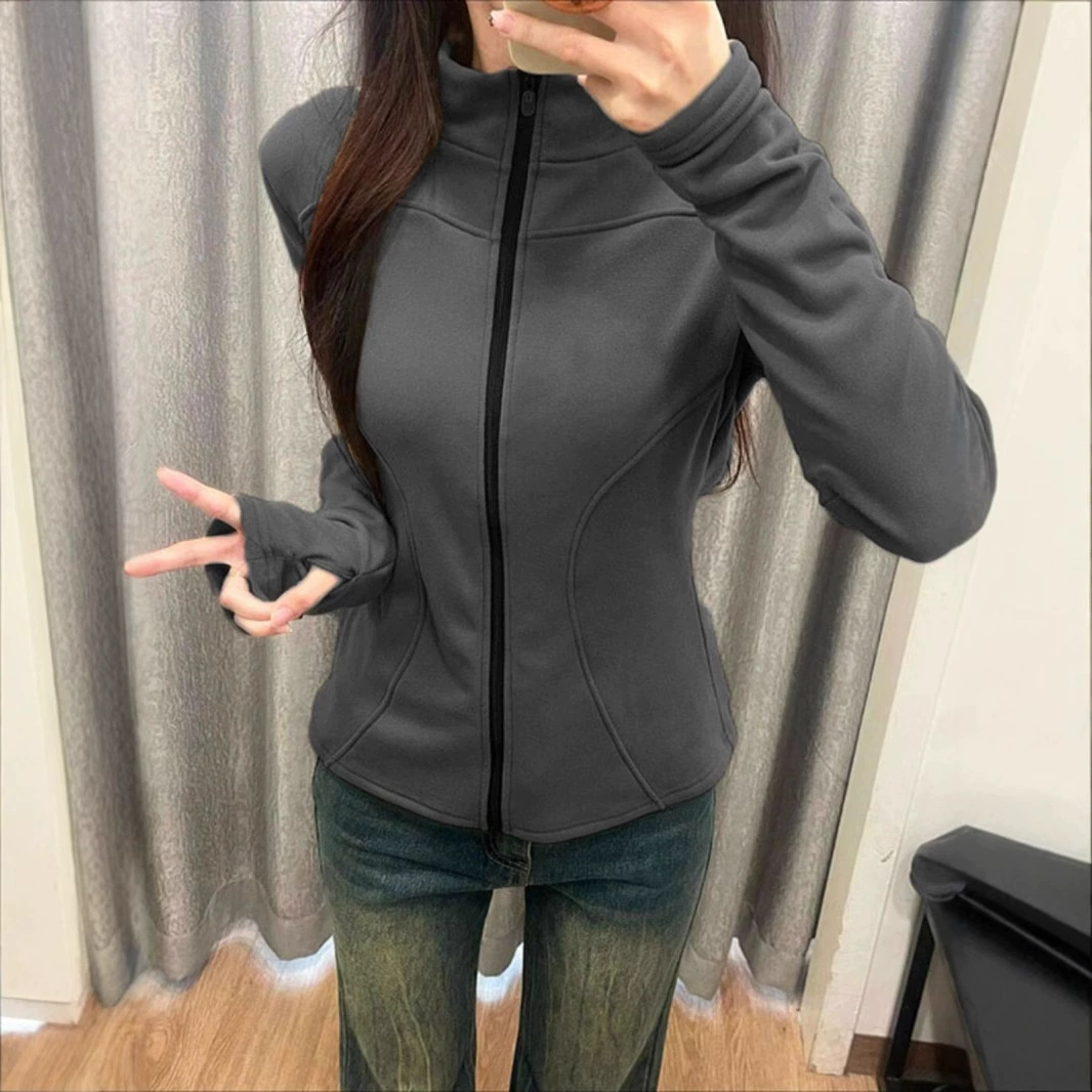 Спортивная теплая спортивная куртка для зала для йоги, slim fit, для бега