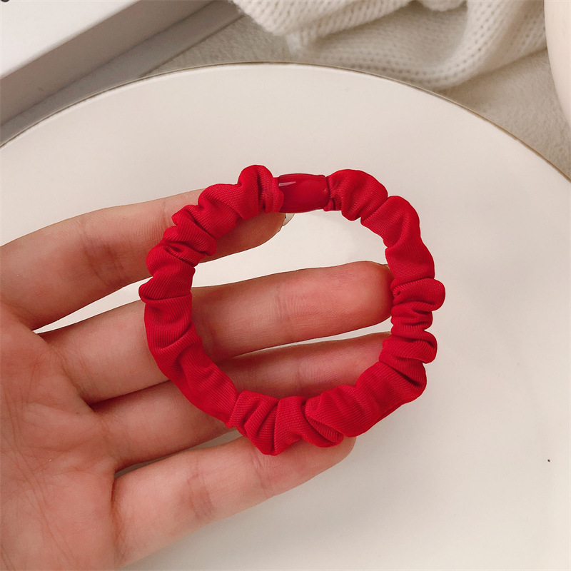 Año Nuevo chino rojo rojo anillo de pelo del intestino delgado temperamento simple correa de cabello de correa de cabello de mujer cuerda bola de cabello adornamiento de cabello