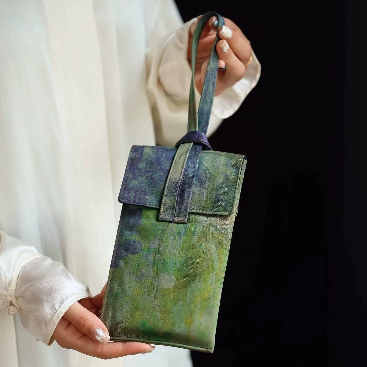 Xiangyunsha 손목 핸드백 새로운 중국 스타일 국가 스타일 야외 운반 가방 여성 동전 지갑 휴대 전화 걸이 가방