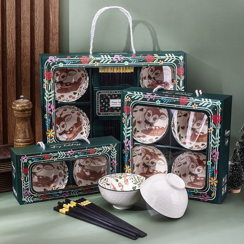 Yilu has you bowl and chopsticks set Japanese bowl opening gift porcelain blue and white porcelain ceramic tableware gift box gift wholesale