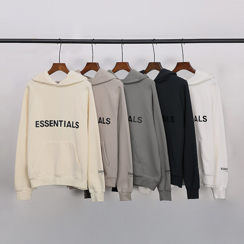 Fear of God Fog Essentials New 20Ss Line with Rubberized Letters and Fleece-Lined Hooded Sweatshirt Trendy