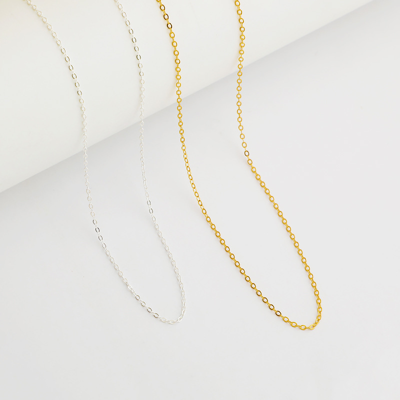 Geometric Pattern 1 Piece 925 Sterling Silver 18K Gold Plated Rose Gold Plated White Gold Plated Cable Chain Thick 1mm 40cm 5.5cm Long