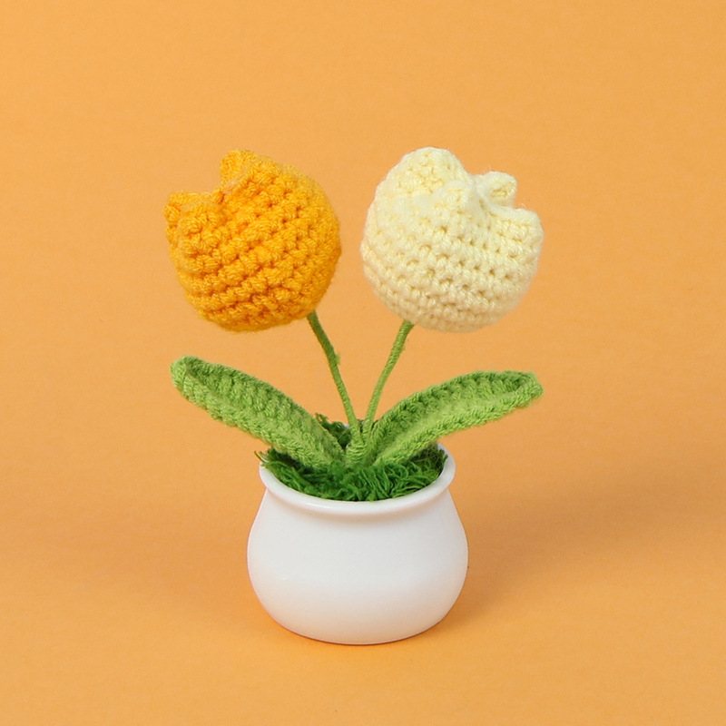 完成品クロスボーダーニットウールひまわり鉢植え造花研究デスクトップ装飾品卒業子供の日の小さなギフト|undefined