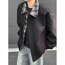 厂家直销外套男春秋季2025年休闲新款假两件夹克翻领棒球服潮