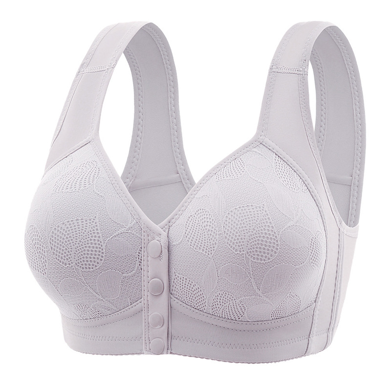 Plus-size bra for women, wire-free, push-up, anti-sag, front-closure, full-coverage, lace, thin, side-support, for fuller figures Plus-size bra for women, wire-free, push-up, anti-sag, front-closure, full-coverage, lace, thin, side-support, for fuller figures