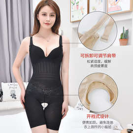 跨境直播收腹提臀美体束身衣薄款开档平角产后连体塑身衣女代发