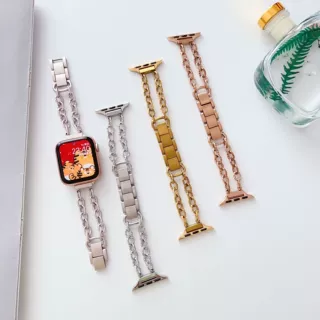 适用于苹果手表表带Applewatch金属不锈钢s8双闪手表链替换腕带女