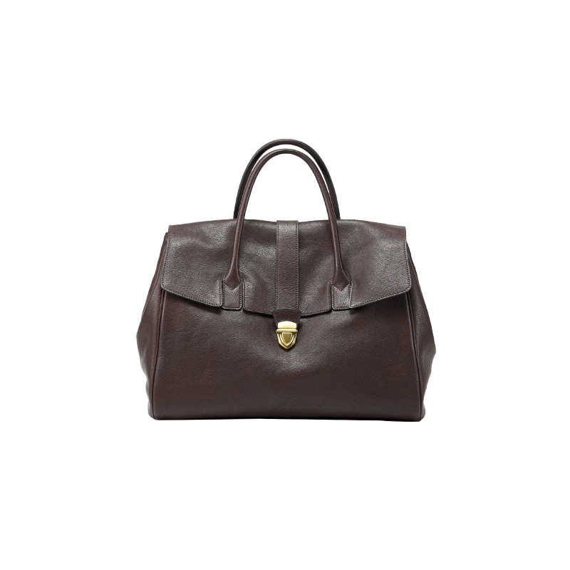 Women's Genuine Leather Retro Large Capacity Commuter Handheld Briefcase - Top Grain Vegetable Tanned Cowhide - Thumbnail 8