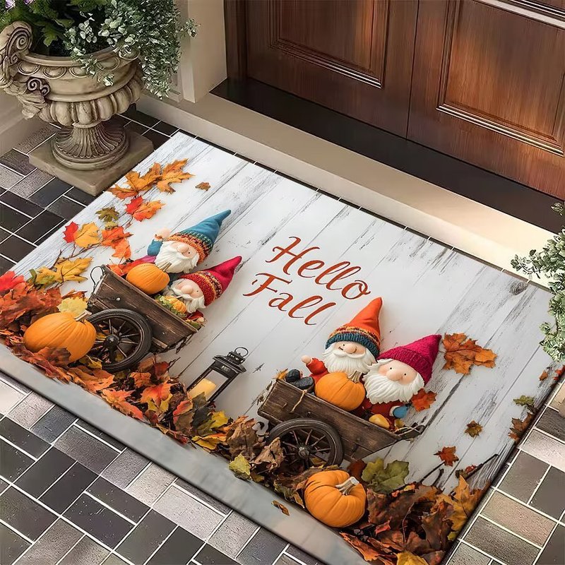 カスタマイズ可能な国境を越えたハロウィーンマット吸水滑り止めドアに入る秋のカボチャマットハロウィーンカーペット|undefined