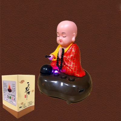 Rechargeable Little Monk Automatic Nodding Doll Solar-Powered Car Decoration Gift (Car ornaments) - 8585115-music-monk-cards-can-be-inserted