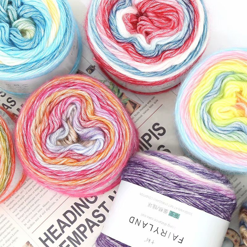 Gradient Cake Sections stained soft Woven scarves Ball of yarn manual weave diy Material package Thick lines sweater Boyfriend