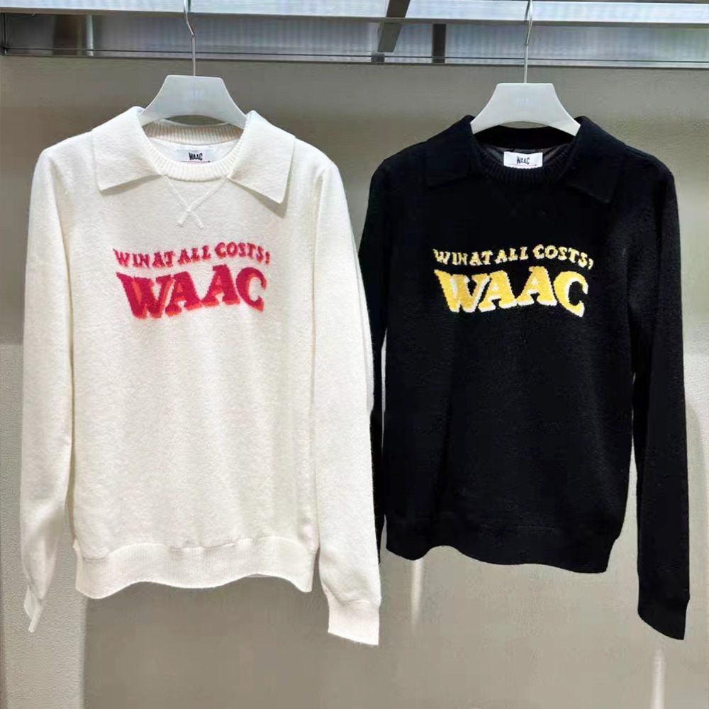 Waac New Women's Knitwear Trendy Brand Long-Sleeved Round Neck Knitwear Letters Luxury High-End Korean Golf Wear