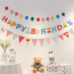 誕生日に旗を引くシーンを配置して男の子と女の子を飾ります。