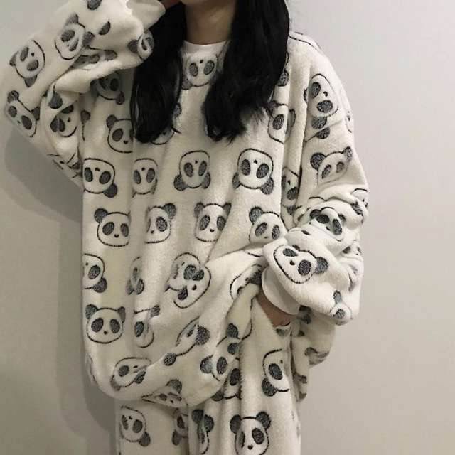 Otoño y invierno pijamas mujeres coral veludo engrosado 2024 nuevos estudiantes cálidos franela invierno conjunto de ropa para el hogar image 23