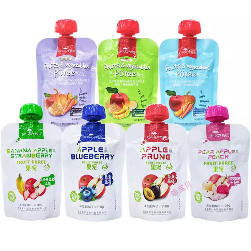 Qizhu Fruit Mud Fruit and Vegetable Mud Juice Mud Pure Fruit Mud Leisure Snack Drinks with Various Flavors 108 g/Bag