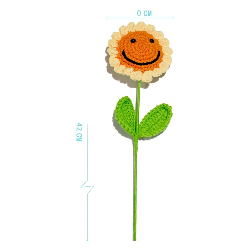 Girasol ramo de ganchillo de lana tejido a mano producto terminado sonrisa flor artificial Día del maestro examen de ingreso a la universidad regalo de graduación