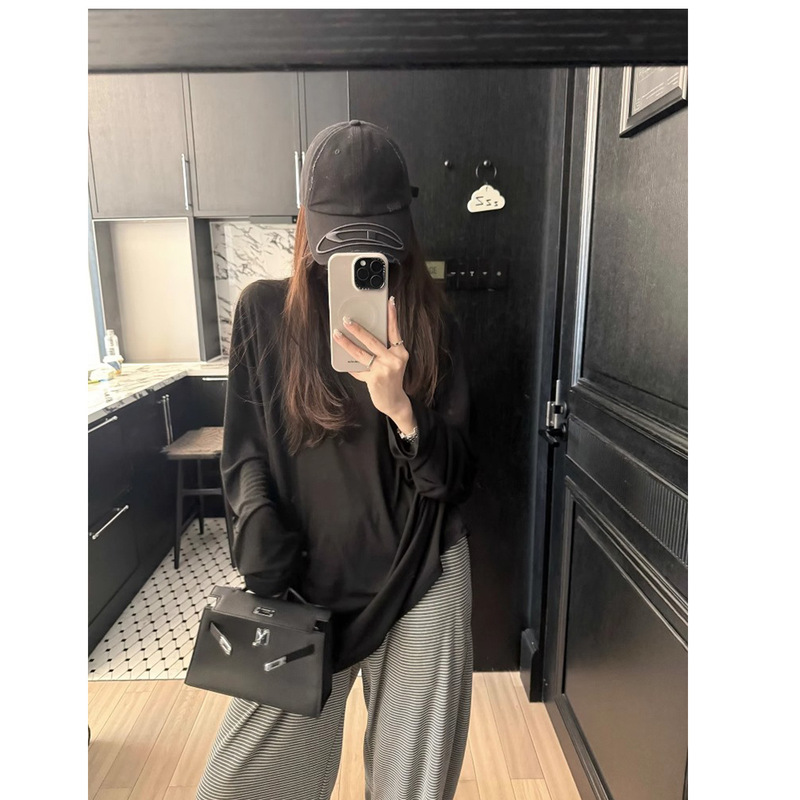 3395 #   superniniyy ウォーターマッスルマスク Tシャツ ソフトラウンドネック ルーズ スリミング 日焼け止め 長袖 トップス 女性用|undefined