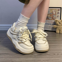 女童運動鞋2024春秋新款女孩休閒花布炸街輕便中大童板鞋厚底潮鞋