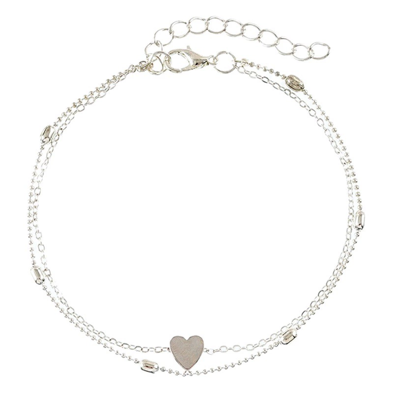 Европейский и американский трансграничный ножной браслет Love Anklet, персонализированный двухслойный простой пляжный ножной браслет Love, женские аксессуары для браслета для женщин